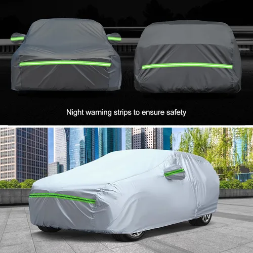 Vista 8 de La funda completa para automóvil de 6 capas es impermeable para todo tipo de clima, universal en todas las estaciones, prevención de nieve