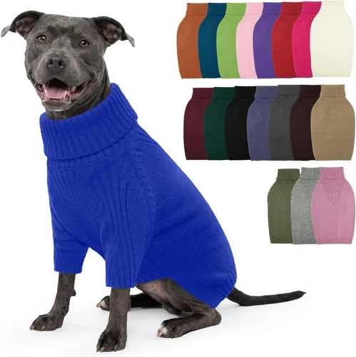 Vista 105 de IECOii Suéter de perro salchicha de cuello alto para perros pequeños, medianos y hembras, elástico y transpirable, abrigo de punto cálido, para Negro