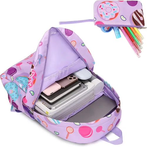 Vista 6 de Meisohua Mochilas escolares para niñas, mochila de unicornio con bolsa de almuerzo y estuche para lápices, juego de bolsas escolares 3 en 1