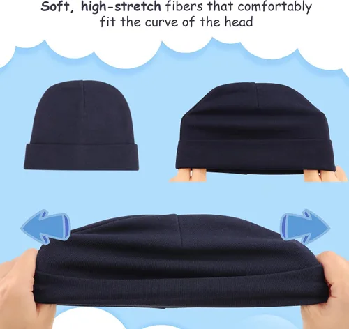 Vista 7 de BQUBO Baby Hats and Mittens Infant Cotton Beanie Gloves No Scratch Set Newborn Hospital Hat for Boys Girls