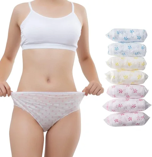 Vista 7 de Women's Disposable Underwear Ladies Briefs Paper Printing Panties for Travel Hotel SpaHospital Stays Emergencies