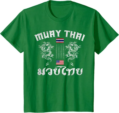 Vista 47 de Camiseta de equipo de entrenamiento de boxeo Muay Thai con bandera estadounidense de Tailandia, Negro, S