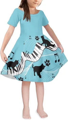 Vista 19 de SEANATIVE Vestido de manga corta para niñas de 3 a 14 años Black Bow Ghost