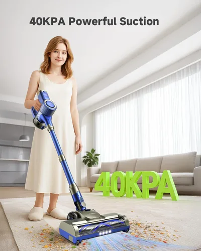 Vista 2 de YONNDER Aspiradora inalámbrica de 40 KPA, batería ligera y desmontable 6 en 1, potente succión para el hogar, filtración de 6 etapas, cepillo