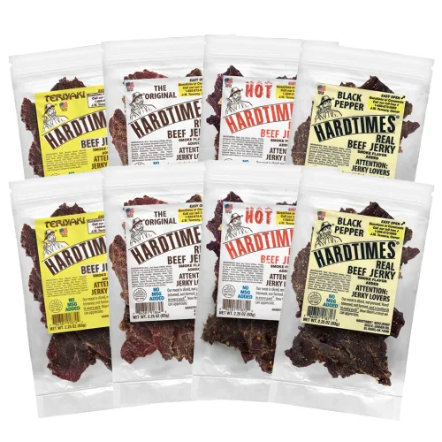 Vista 8 de Hardtimes Carne Seca Artesanal de Vaca - Sabor a Pimienta Negra - Paquete de 3 bolsas de 2.25 oz