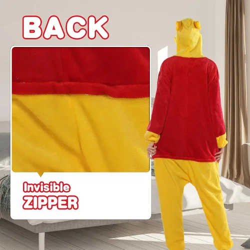Vista 7 de JULGIRL Pijama unisex de franela para adultos, disfraz divertido de una pieza de animal para cosplay para mujeres y hombres