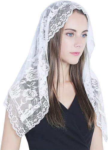 Vista 6 de Encaje Mantilla Capilla Católica Velo Cubierta de Cabeza para Iglesia Latina Mass