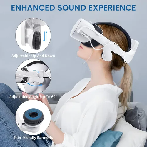 Vista 7 de alcopanda 1*Headphone Head Strap with Battery +Charing Dock for Quest 2