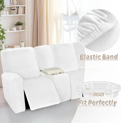 Vista 579 de Arfntevss Fundas de sofá seccional reclinable de terciopelo, Funda de sofá seccional de esquina para sofá reclinable, Funda elástica suave