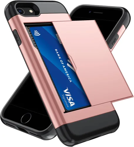 Vista 16 de Qinmay Funda compatible con iPhone 7 Plus/8 Plus con tarjetero, doble capa a prueba de golpes, funda protectora resistente con ranura oculta Negro