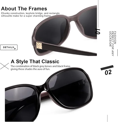Vista 4 de SIPHEW - Gafas de sol polarizadas para mujer, gafas de sol cuadradas clásicas para mujer con protección UV