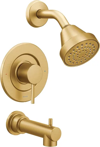 Vista 2 de Moen Align T2193BG - Kit de molduras de ducha Posi-Temp de oro cepillado con cabezal de ducha, manija de palanca y boquilla de bañera, requiere