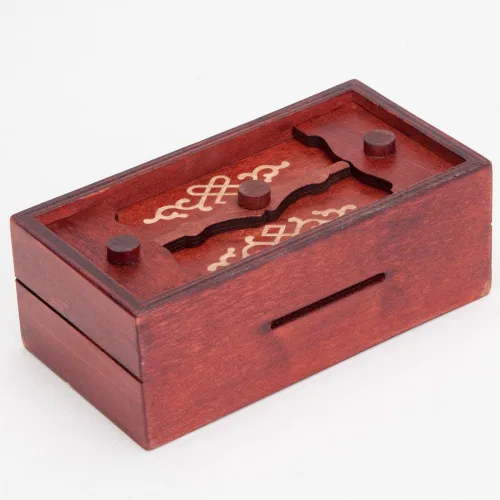 Vista 5 de Bits and Pieces Caja de rompecabezas de dinero secreto, caja de rompecabezas griego Camuflaje tu dinero en efectivo, rompecabezas de madera