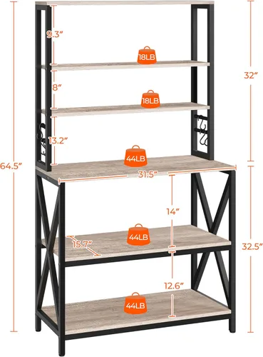 Vista 2 de Yaheetech Estante de Cocina para Panaderos de 6 Niveles, Mesa de Bar de Café de 31.5 Pulgadas, Gabinete de Soporte para Horno Microondas