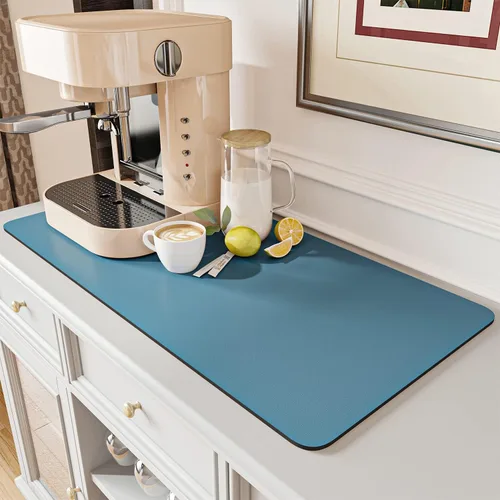 Vista 26 de AMOAMI Tapete de café absorbente con parte trasera de goma para secar platos para encimera de cocina, accesorios de bar para debajo de la cafetera
