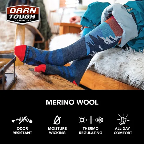 Vista 5 de Calcetines Darn Tough para hombres RFL OTC ultraligeros para esquí y snowboard (Estilo 8001)