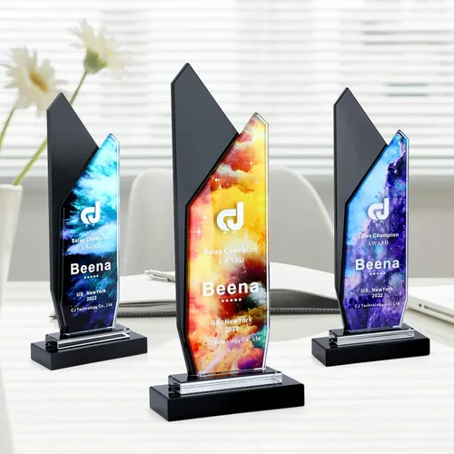 Vista 10 de Trofeos personalizados personalizados premio grabado Crystal Oscar Trofeo para empleados Estudiantes Empresa deportiva Reunión anual Alabanza Pastor