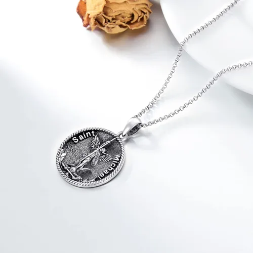Vista 3 de 925 Sterling Silver Poseidon TridentBaphomet HornedValnkutSpartan WarriorSt MichaelChristopherGeorge Necklace The Archangel Protection Amulet