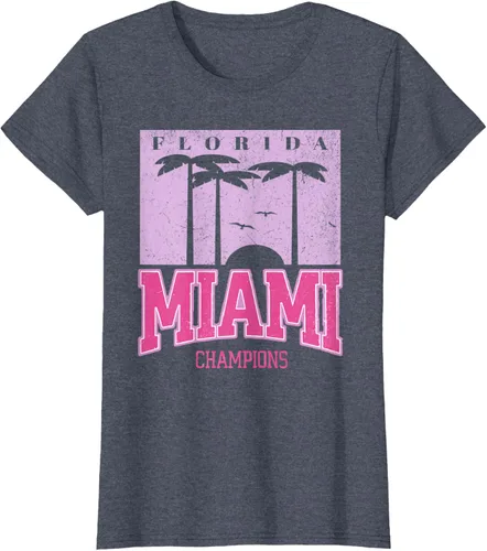Vista 12 de MIAMI Beach Sunset Camiseta Florida Miami Palm Trees Camiseta Camiseta, Negro