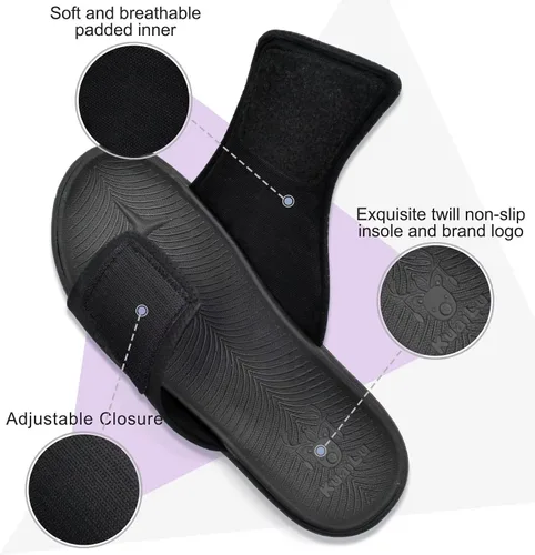 Vista 3 de KuaiLu Sandalias deportivas para hombre con cojín suave y soporte de arco para fascitis plantar, puntera abierta, ajustables, para interiores