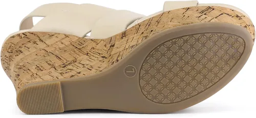 Vista 5 de Allegra K Sandalias de cuña con plataforma de madera para mujer