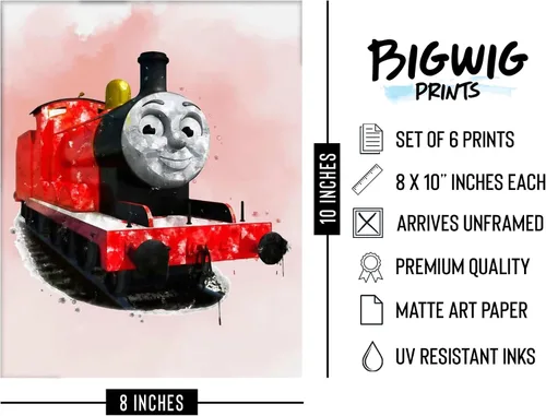Vista 2 de BigWig Prints Thomas the Train - Juego de póster de Percy Train Thomas y sus amigos, decoración de pared de tren de Thomas, decoración de cumpleaños