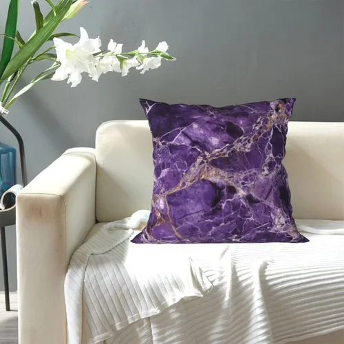 Vista 7 de Fundas de almohada con estampado de mármol morado, fundas de almohada suaves, fundas de almohada cuadradas, fundas de cojín decorativas para sofá