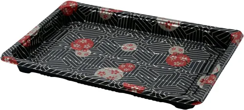 Vista 2 de Bandejas de sushi negras con tapas de 7.25 x 5 pulgadas, caja de embalaje desechable de sushi, contenedor de transporte, cajas para llevar