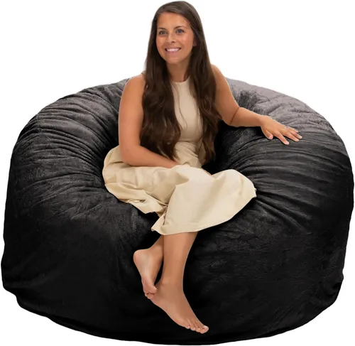 Vista 13 de ULTIMATE SACK 5000 Silla Puf de 5-Pies con Reposapiés, Funda de Gamuza Negra – Tumbona de Espuma de Gran Tamaño, Asiento de Suelo, Sofá Pequeño