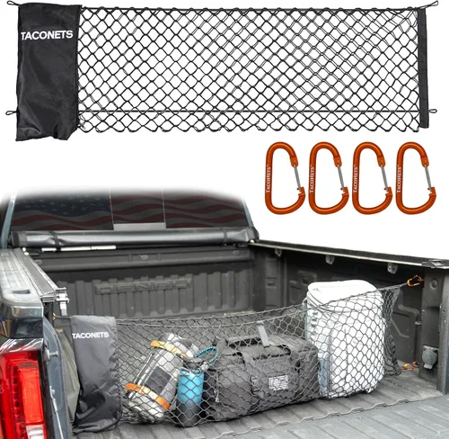 Vista 8 de Red de carga sobre de TacoNets para Toyota 4Runner - Compatible con 2010-2024 con 2ª fila - Bungee de 5 mm mejorado - Bolsa de almacenamiento