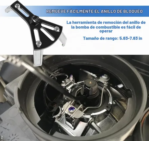 Vista 5 de Herramienta de extracción de bomba de combustible para automóvil, herramienta de anillo de bloqueo de bomba de combustible con 3 brazos ajustables