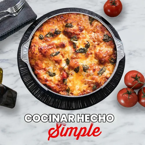 Vista 4 de Bandeja de inserción para horno de pizza de 12 pulgadas (paquete de 5) – Forro de aluminio desechable para máquinas de pizza de encimera, se adapta