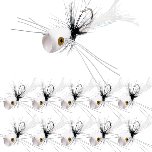 Vista 8 de Kit de señuelos para pesca con mosca, moscas para pesca con mosca seca, moscas de pesca con mosca superior, panfish Bluegill Popper Bait Bug