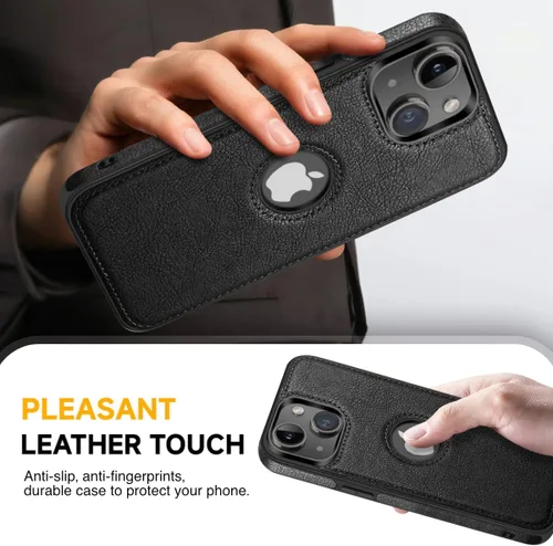 Vista 3 de Funda protectora de cuero de lujo con diseño único para iPhone 14, antideslizante, resistente a los arañazos, ultra delgada, funda protectora