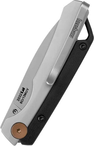 Vista 3 de Kershaw Esteem - Cuchillo de bolsillo plegable, hoja de acero inoxidable con cuentas de 2.5 pulgadas, mango negro y plateado con retenes de bronce