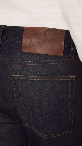 Vista 5 de Naked & Famous Denim Jeans de corte cónico para hombre con diseño de orillo elástico en sombrilla