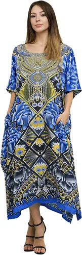 Vista 9 de Miss Lavish London - Kaftán largo para mujer - Kaftán de playa africano y kaftan moderno para fiesta y bodas 109-azul