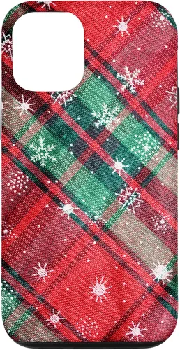 Vista 28 de Green Red Christmas Plaid Winter Snowflakes Case for iPhone 16