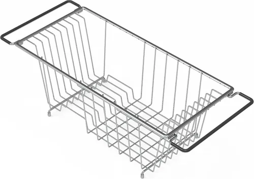 Vista 5 de Escurridor de platos Simple Houseware sobre el fregadero, de acero inoxidable, para encimera, cromado