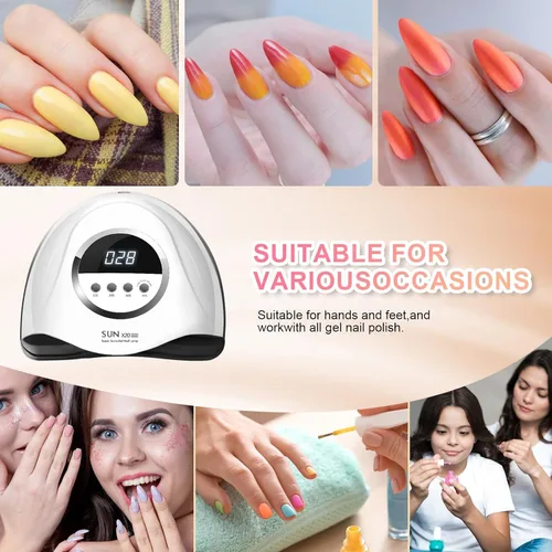 Vista 7 de Lámpara de uñas LED UV de 320 W, secador de uñas profesional con 72 cuentas, luz UV para uñas con 4 ajustes de temporizador, secador LED de gel