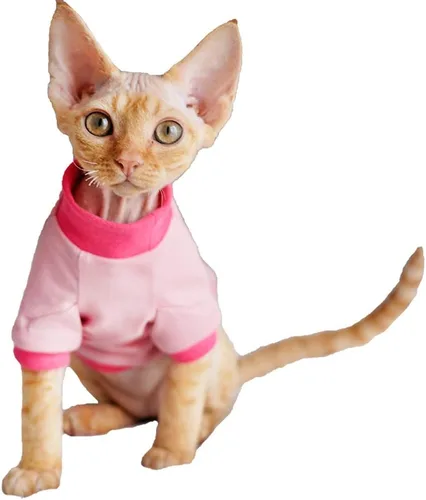 Vista 11 de Ropa para gatos sin pelo, camisa de algodón transpirable, para primavera, verano, otoño, gato, ropa para esfinge, Cornish Rex, Devon Rex, Peterbald