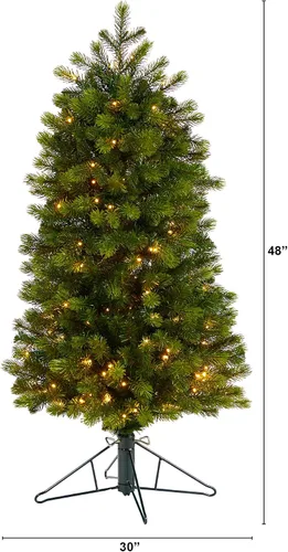 Vista 2 de Árbol de Navidad artificial de abeto de montaña de Colorado delgado de 4 pies con 150 multifunción con control remoto), micro luces LED blancas