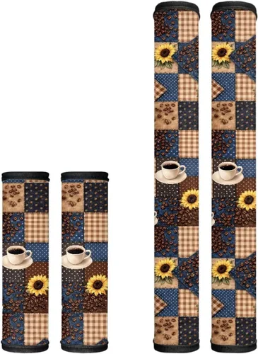 Vista 19 de Juego de 4 fundas protectoras de repuesto para manija de puerta de refrigerador con temática de té de la tarde para microondas, horno, refrigerador