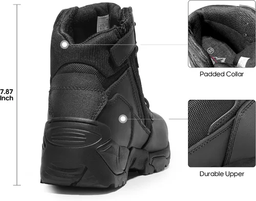 Vista 3 de NORTIV 8 Mens Military Tactical Work Boots Side Zip Outdoor Hiking Leather Motorcycle Combat Boots