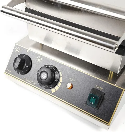 Vista 9 de Máquina de hacer gofres comercial de acero inoxidable de 1750 W, máquina de panadería redonda de 110 V, máquina eléctrica para hacer gofres de acero