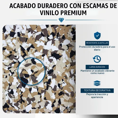 Vista 6 de RUST BULLET Copos de color decorativos – marrón otoñal – Personaliza pisos de concreto con 1 libra de chips de vinilo duraderos y resistentes a