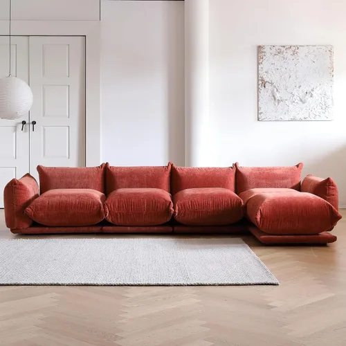 Vista 14 de WJShome - Sofá seccional modular, sofá de chenilla de 264 cm de lana minimalista, sofá convertible de 3 plazas, sofá de sala de estar ancho