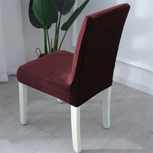 Vista 3 de Juego de 6 fundas elásticas de terciopelo suave para sillas de comedor, decoración elegante para el hogar y banquete, protector de silla Parson