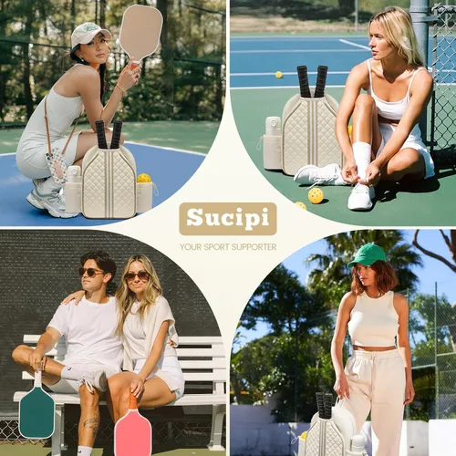 Vista 7 de Mochilas de pickleball Sucipi para mujeres: ligeras, de hombro y elegante mochila estilo acolchado con bolsa para raqueta de pickleball