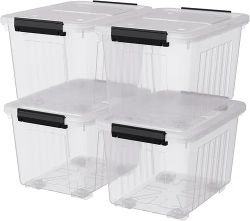 Vista 8 de Contenedores de almacenamiento de plástico de 12 cuartos de galón con tapas, caja de almacenamiento de plástico, 6 paquetes